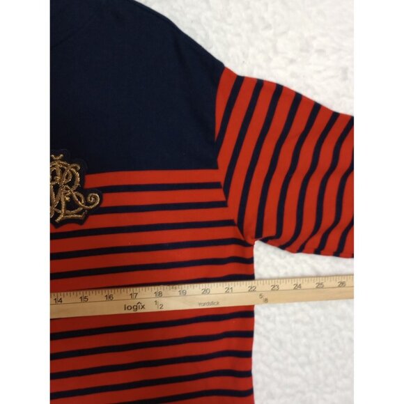 Lauren Ralph Lauren Striped Long Sleeve Top Red & Navy Blue Cotton - Picture 4 of 10